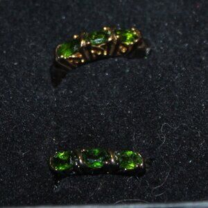 Vintage Gold Tone with Emerals Earrings  Nice